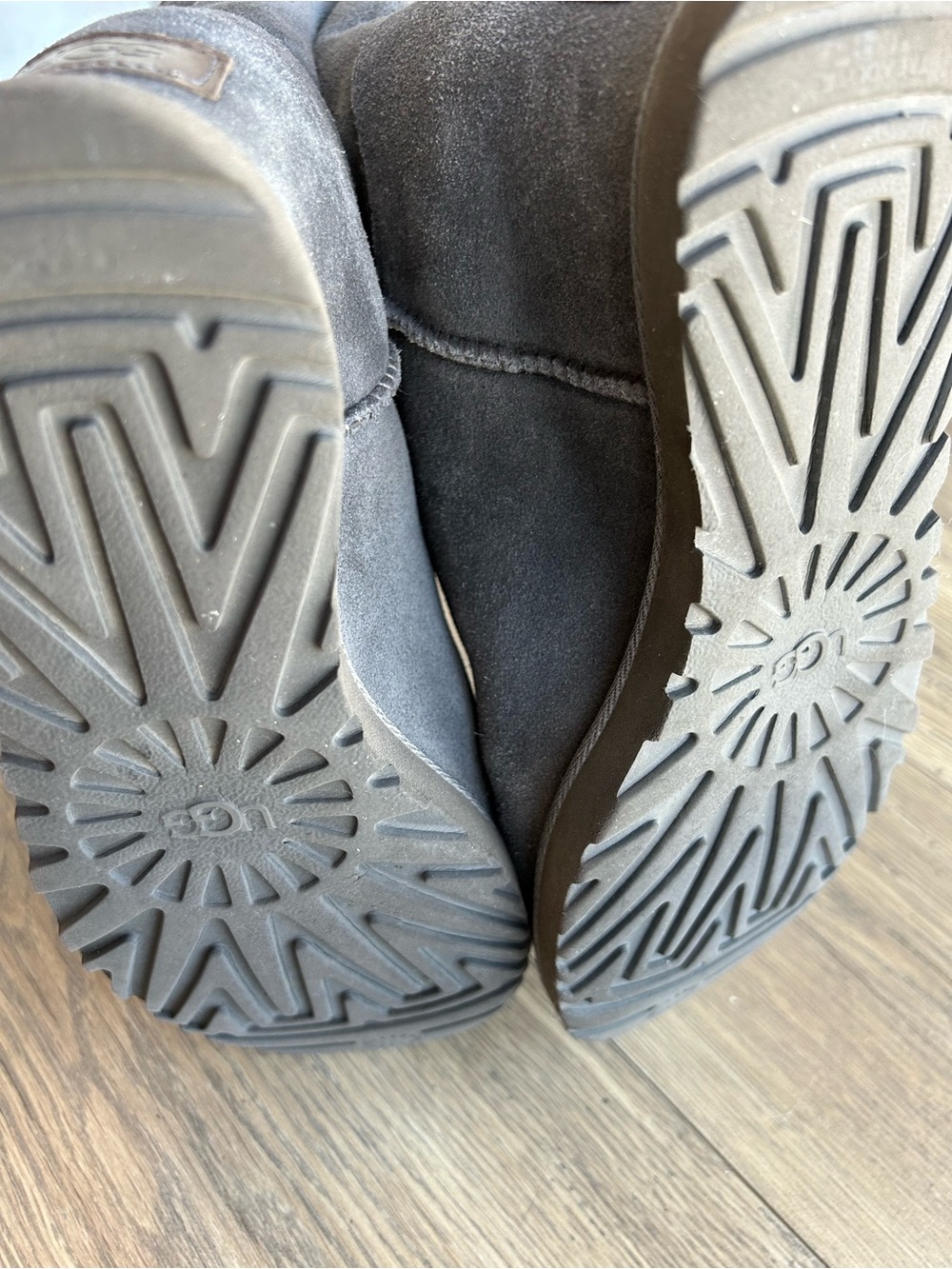 UGG Cozy Women's Gray Suede Wedge Booties with Faux Fur Lining - Picture 7 of 10